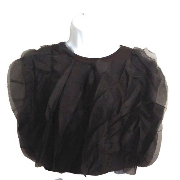 Black Wavy Ruffle Flounce Goth Witchy Mesh Edgy Crop Trendy Rocker Top L Julia - Picture 1 of 11